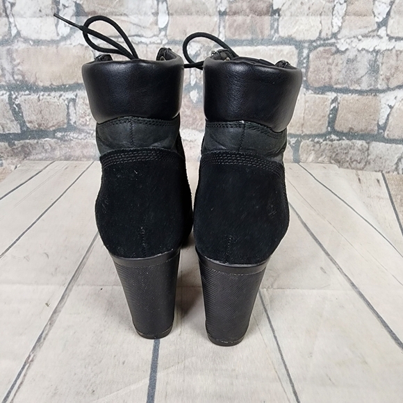 Timberland Camdale Field  Black Suede Leather High Heel Lace Up Ankle Boot 6.5 - Picture 9 of 16
